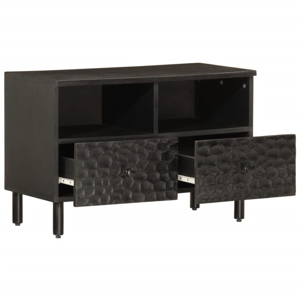 vidaXL Comodă TV, negru, 70x33x46 cm, lemn masiv de mango