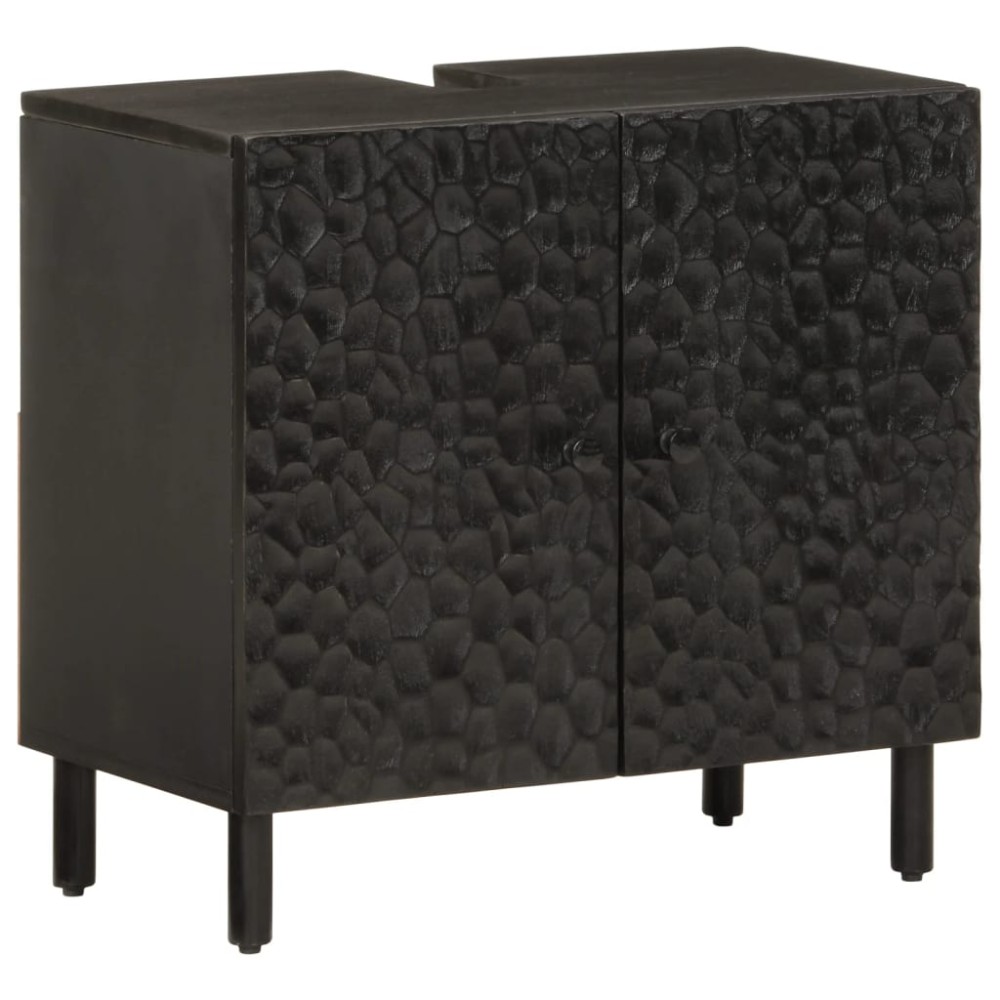 vidaXL Dulap chiuveta de baie, negru, 62x33x58 cm, lemn masiv de mango