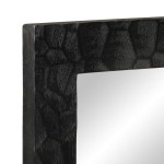 vidaXL Oglindă de baie negru 50x70x2,5cm lemn masiv de mango și sticlă