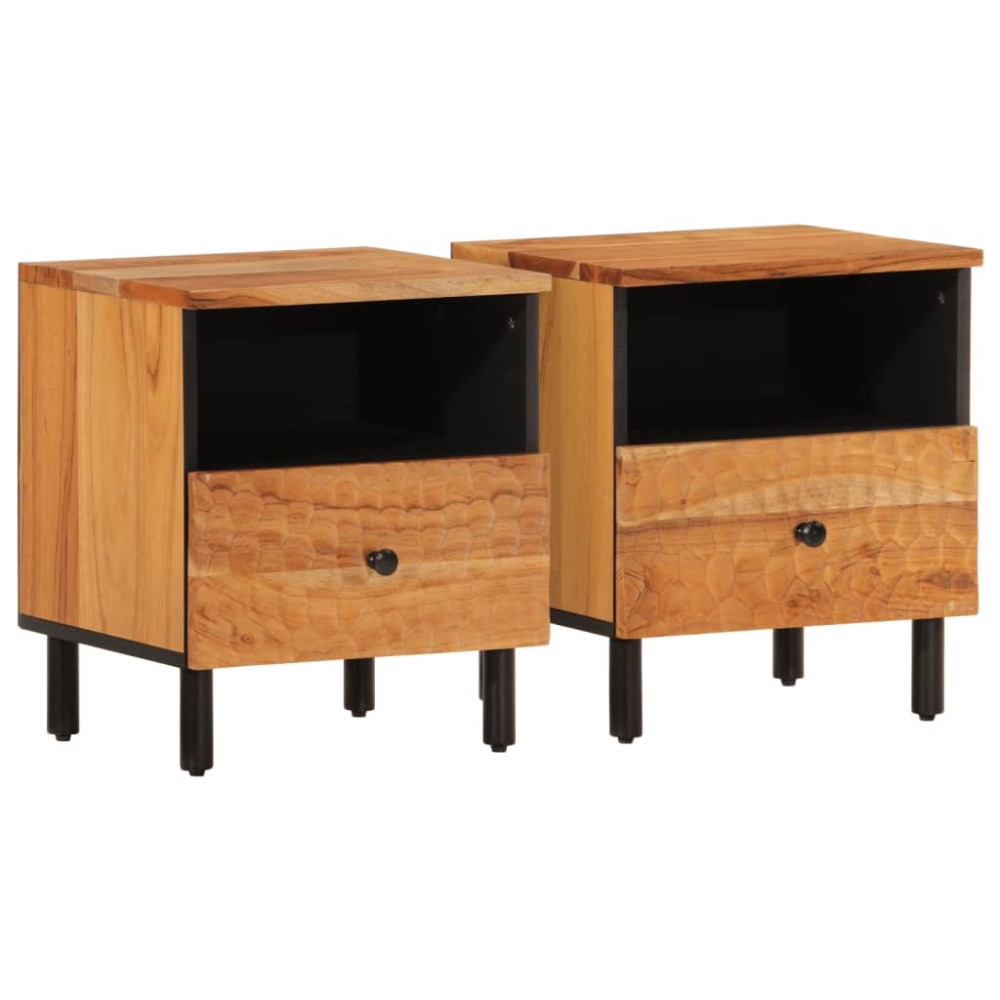 vidaXL Noptiere, 2 buc., 40x33x46 cm, lemn masiv de acacia