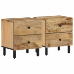 vidaXL Noptiere, 2 buc., 40x33x46 cm, lemn masiv de acacia vidaXL Noptiere, 2 buc., 40x33x46 cm, lemn masiv de acacia