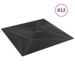 vidaXL Panouri de perete 12 buc. negru 50x50 cm XPS 3 m² stea vidaXL Panouri de perete 12 buc. negru 50x50 cm XPS 3 m² stea