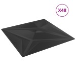 vidaXL Panouri de perete 48 buc. negru 50x50 cm XPS 12 m² stea vidaXL Panouri de perete 48 buc. negru 50x50 cm XPS 12 m² stea