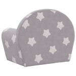 vidaXL Canapea extensibilă de copii, gri deschis cu stele, pluș moale vidaXL Canapea extensibilă de copii, gri deschis cu stele, pluș moale