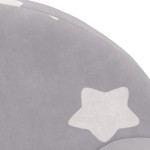vidaXL Canapea extensibilă de copii, gri deschis cu stele, pluș moale vidaXL Canapea extensibilă de copii, gri deschis cu stele, pluș moale