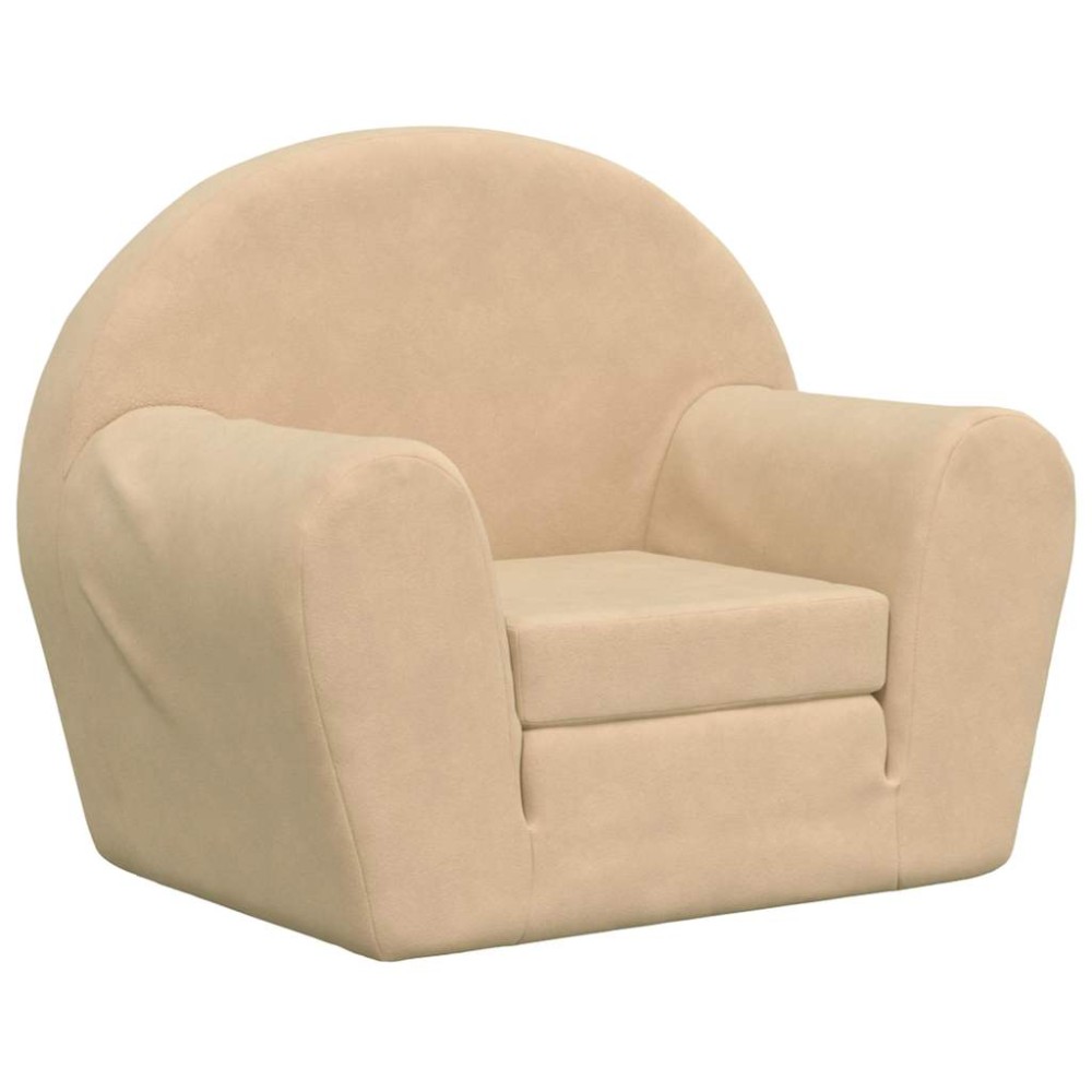 vidaXL Canapea extensibilă pentru copii cremă moale de pluș