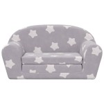 vidaXL Canapea extensibilă copii 2 locuri gri deschis/stele pluș moale vidaXL Canapea extensibilă copii 2 locuri gri deschis/stele pluș moale