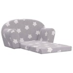 vidaXL Canapea extensibilă copii 2 locuri gri deschis/stele pluș moale vidaXL Canapea extensibilă copii 2 locuri gri deschis/stele pluș moale
