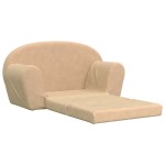 vidaXL Canapea extensibilă de copii cu 2 locuri, crem, pluș moale
