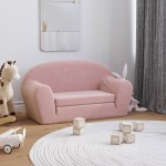 vidaXL Canapea extensibilă pentru copii cu 2 locuri, roz, pluș moale vidaXL Canapea extensibilă pentru copii cu 2 locuri, roz, pluș moale