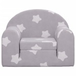 vidaXL Canapea extensibilă de copii, gri deschis cu stele, pluș moale vidaXL Canapea extensibilă de copii, gri deschis cu stele, pluș moale