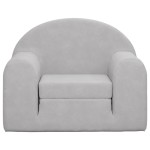 vidaXL Canapea extensibilă pentru copii, gri deschis, pluș moale