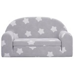 vidaXL Canapea extensibilă copii 2 locuri gri deschis/stele pluș moale vidaXL Canapea extensibilă copii 2 locuri gri deschis/stele pluș moale