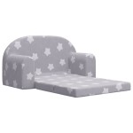 vidaXL Canapea extensibilă copii 2 locuri gri deschis/stele pluș moale vidaXL Canapea extensibilă copii 2 locuri gri deschis/stele pluș moale