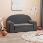 vidaXL Canapea extensibilă de copii cu 2 locuri, antracit, pluș moale vidaXL Canapea extensibilă de copii cu 2 locuri, antracit, pluș moale