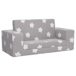 vidaXL Canapea extensibilă copii 2 locuri gri deschis/stele pluș moale vidaXL Canapea extensibilă copii 2 locuri gri deschis/stele pluș moale