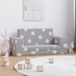 vidaXL Canapea extensibilă copii 2 locuri gri deschis/stele pluș moale vidaXL Canapea extensibilă copii 2 locuri gri deschis/stele pluș moale