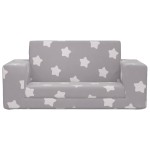 vidaXL Canapea extensibilă copii 2 locuri gri deschis/stele pluș moale vidaXL Canapea extensibilă copii 2 locuri gri deschis/stele pluș moale