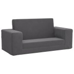vidaXL Canapea extensibilă de copii cu 2 locuri, antracit, pluș moale vidaXL Canapea extensibilă de copii cu 2 locuri, antracit, pluș moale