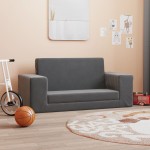 vidaXL Canapea extensibilă de copii cu 2 locuri, antracit, pluș moale vidaXL Canapea extensibilă de copii cu 2 locuri, antracit, pluș moale