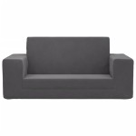 vidaXL Canapea extensibilă de copii cu 2 locuri, antracit, pluș moale vidaXL Canapea extensibilă de copii cu 2 locuri, antracit, pluș moale
