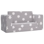 vidaXL Canapea extensibilă copii 2 locuri gri deschis/stele pluș moale vidaXL Canapea extensibilă copii 2 locuri gri deschis/stele pluș moale
