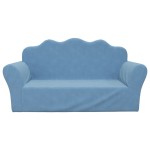 vidaXL Canapea pentru copii cu 2 locuri, albastru, pluș moale