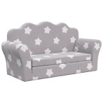 vidaXL Canapea extensibilă copii 2 locuri gri deschis/stele pluș moale vidaXL Canapea extensibilă copii 2 locuri gri deschis/stele pluș moale