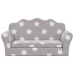 vidaXL Canapea extensibilă copii 2 locuri gri deschis/stele pluș moale vidaXL Canapea extensibilă copii 2 locuri gri deschis/stele pluș moale