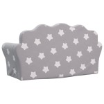 vidaXL Canapea extensibilă copii 2 locuri gri deschis/stele pluș moale vidaXL Canapea extensibilă copii 2 locuri gri deschis/stele pluș moale