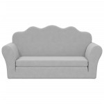 vidaXL Canapea extensibilă de copii 2 locuri, gri deschis, pluș moale