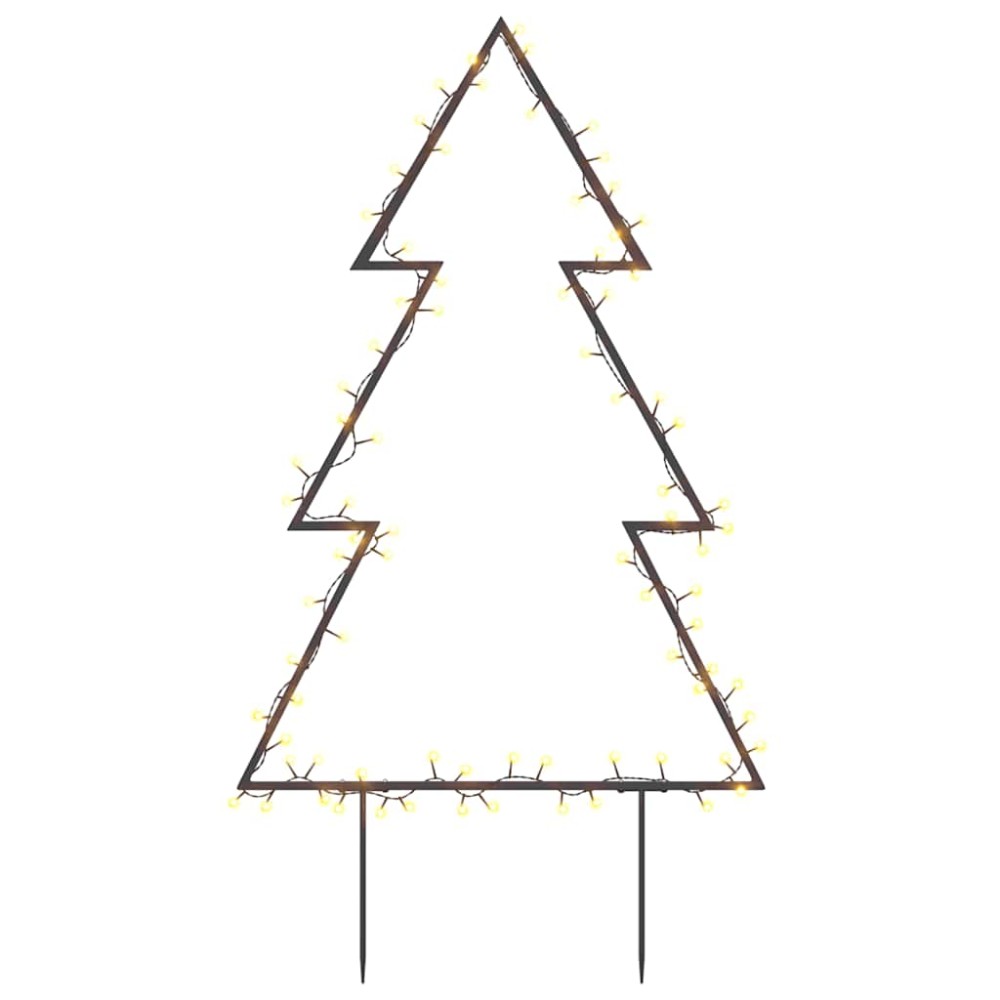 vidaXL Decorațiune brad cu lumini de Crăciun cu țăruși, 80 LED, 60 cm