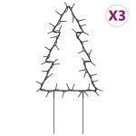 vidaXL Decor brad cu lumini de Crăciun cu țăruși 3 buc. 50 LED 30 cm