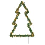 vidaXL Decorațiune brad cu lumini de Crăciun cu țăruși, 115 LED, 90 cm
