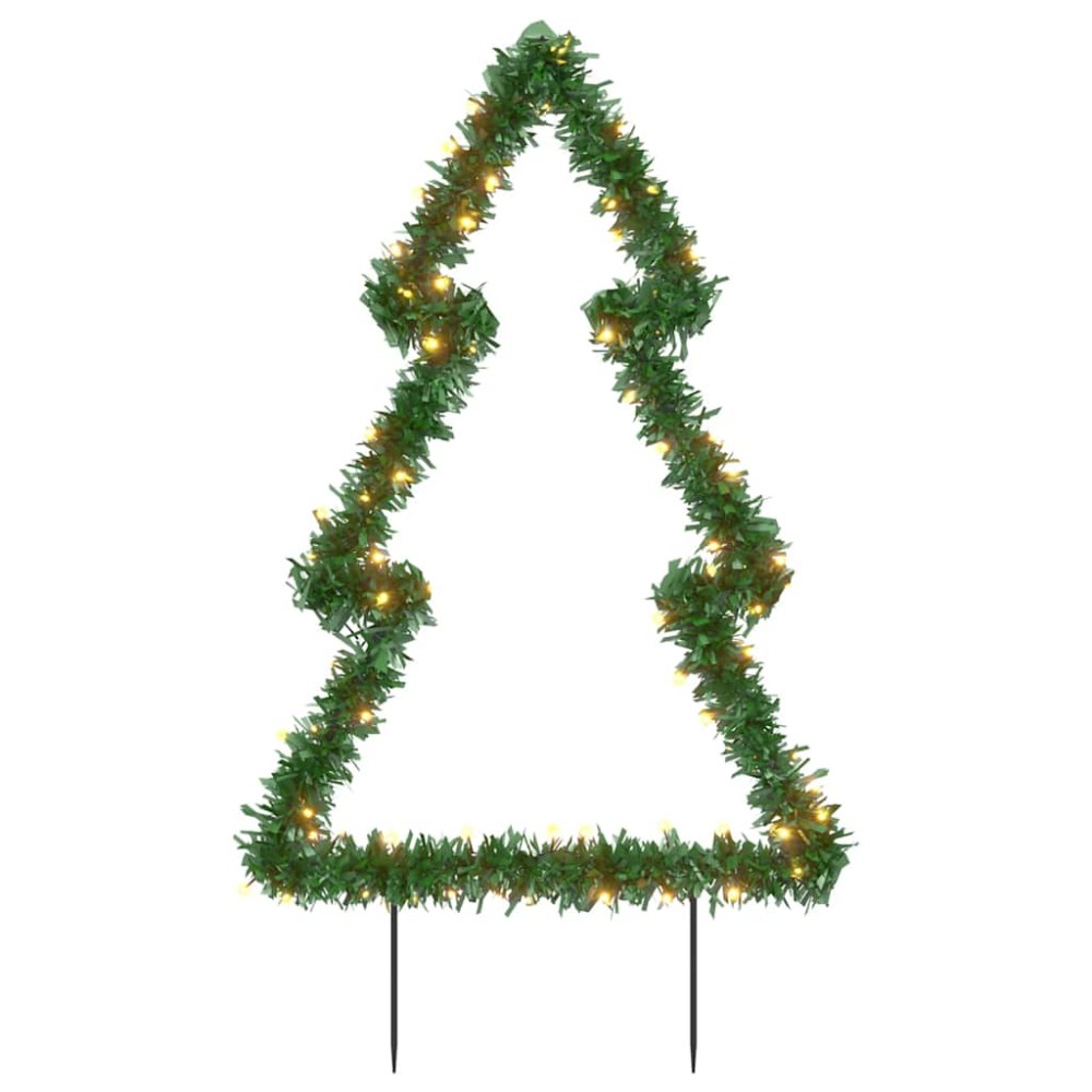 vidaXL Decorațiune brad cu lumini de Crăciun cu țăruși, 80 LED, 60 cm