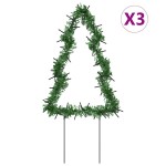 vidaXL Decor brad cu lumini de Crăciun cu țăruși 3 buc. 50 LED 30 cm