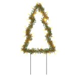 vidaXL Decor brad cu lumini de Crăciun cu țăruși 3 buc. 50 LED 30 cm