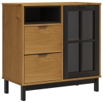 vidaXL Servantă cu ușă din sticlă „FLAM” 80x40x80 cm, lemn masiv pin vidaXL Servantă cu ușă din sticlă „FLAM” 80x40x80 cm, lemn masiv pin