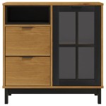 vidaXL Servantă cu ușă din sticlă „FLAM” 80x40x80 cm, lemn masiv pin vidaXL Servantă cu ușă din sticlă „FLAM” 80x40x80 cm, lemn masiv pin