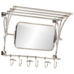 vidaXL Suport bagaj cu umerașe/oglindă, montat pe perete, aluminiu vidaXL Suport bagaj cu umerașe/oglindă, montat pe perete, aluminiu