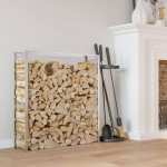 vidaXL Suport pentru lemne de foc, 110x28x116 cm, oțel inoxidabil vidaXL Suport pentru lemne de foc, 110x28x116 cm, oțel inoxidabil