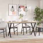 vidaXL Picioare masă de sufragerie X-Frame 140x60x73 cm Oţel vidaXL Picioare masă de sufragerie X-Frame 140x60x73 cm Oţel