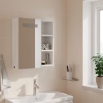 vidaXL Dulap cu oglindă de baie cu lumină LED, alb, 45x13x52 cm vidaXL Dulap cu oglindă de baie cu lumină LED, alb, 45x13x52 cm