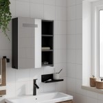 vidaXL Dulap cu oglindă de baie cu LED, negru, 45x13x52 cm vidaXL Dulap cu oglindă de baie cu LED, negru, 45x13x52 cm
