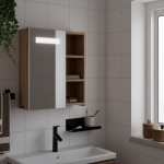 vidaXL Dulap cu oglindă de baie cu LED, stejar, 45x13x52 cm vidaXL Dulap cu oglindă de baie cu LED, stejar, 45x13x52 cm
