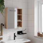 vidaXL Dulap cu oglindă de baie cu LED, stejar, 45x13x52 cm vidaXL Dulap cu oglindă de baie cu LED, stejar, 45x13x52 cm
