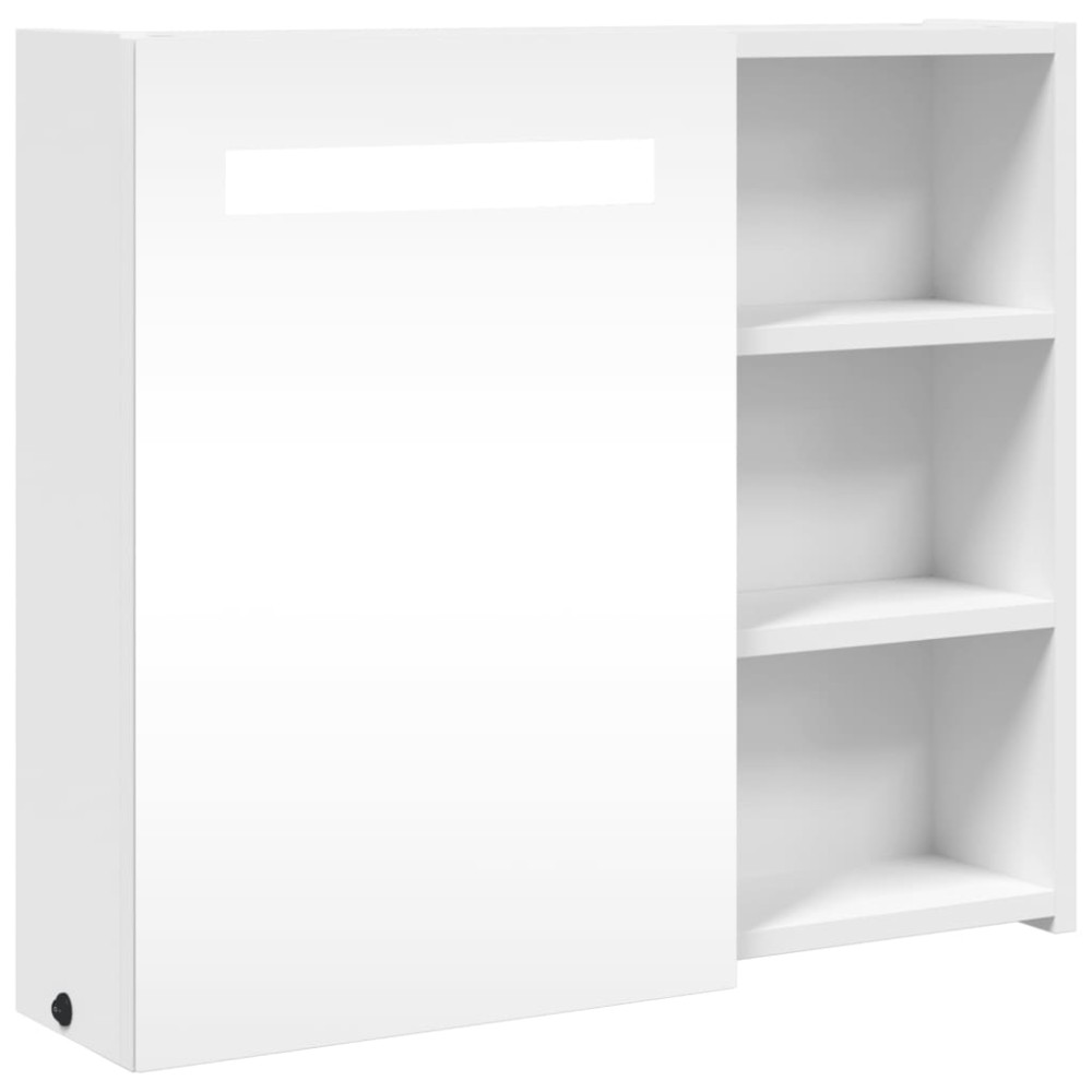 vidaXL Dulap cu oglindă de baie cu lumină LED, alb, 60x13x52 cm