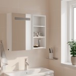 vidaXL Dulap cu oglindă de baie cu lumină LED, alb, 60x13x52 cm vidaXL Dulap cu oglindă de baie cu lumină LED, alb, 60x13x52 cm