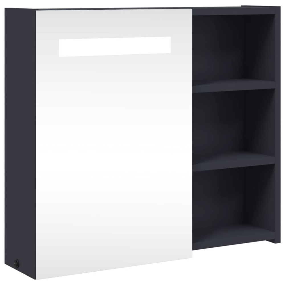 vidaXL Dulap cu oglindă de baie cu lumină LED, gri, 60x13x52 cm