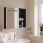 vidaXL Dulap cu oglindă de baie cu lumină LED, gri, 60x13x52 cm vidaXL Dulap cu oglindă de baie cu lumină LED, gri, 60x13x52 cm